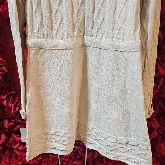 Catherine Malandrino NWT Cream Cable Knit Dress with Bow Accents Size 5/6 - Picture 9 of 10